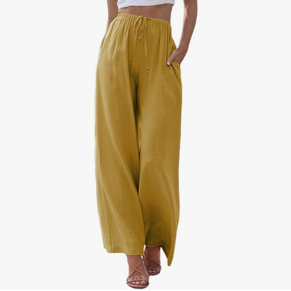 NAME YOUR PRICE Yellow Wide Leg Cropped Pants High Waisted